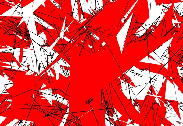 Slumpmässig Kaotisk Samtida Konstverk Vektor Illustration Slumpmässiga Linjer Former Röd — Stock vektor