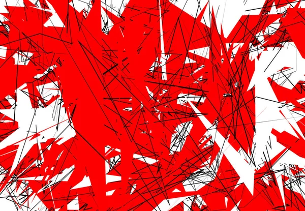 Zufällige Chaotische Illustration Zeitgenössischer Kunstwerke Zufällige Linien Formen Rot — Stockvektor