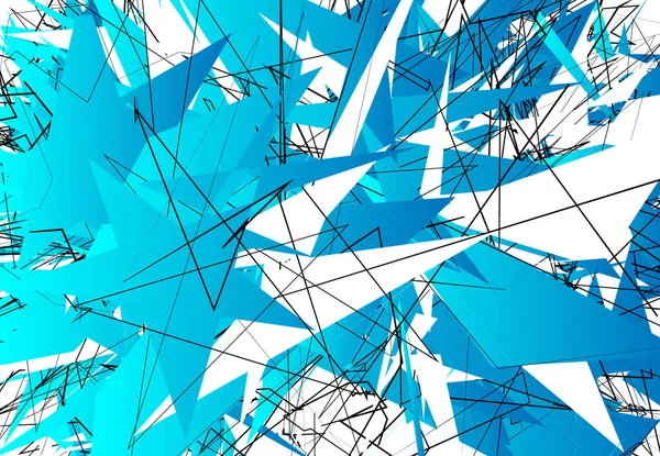 杂乱无章的当代艺术作品矢量图解 随机线条 Ice Blue Version — 图库矢量图片
