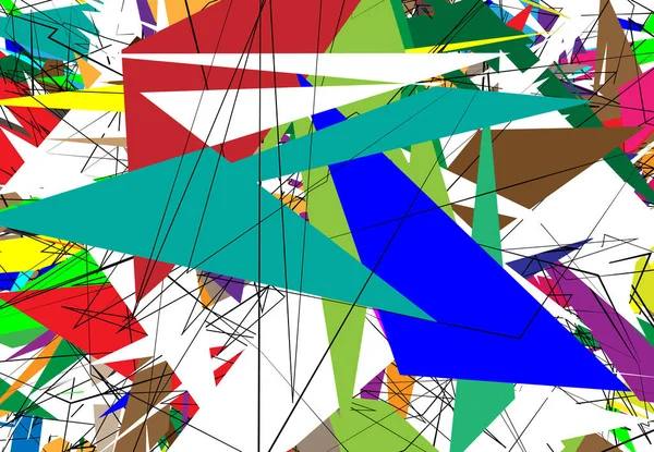 Zufällige Chaotische Illustration Zeitgenössischer Kunstwerke Zufällige Linien Formen Bunte Mehrfarbige — Stockvektor