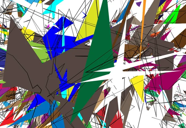 Random Chaotic Illustration Vectorielle Œuvres Art Contemporain Lignes Aléatoires Formes — Image vectorielle