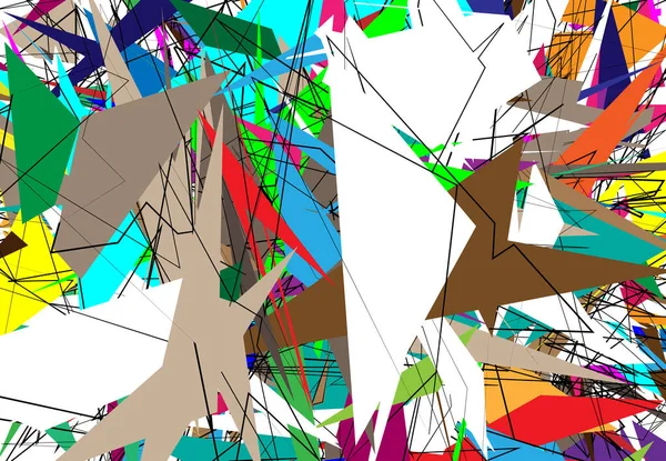 Zufällige Chaotische Illustration Zeitgenössischer Kunstwerke Zufällige Linien Formen Bunte Mehrfarbige — Stockvektor