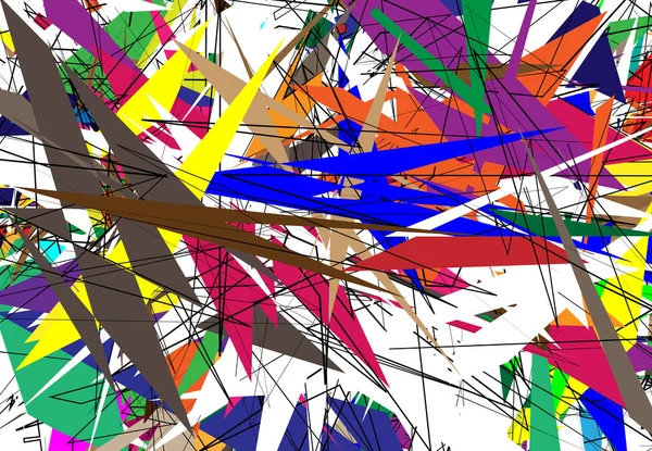 Zufällige Chaotische Illustration Zeitgenössischer Kunstwerke Zufällige Linien Formen Bunte Mehrfarbige — Stockvektor