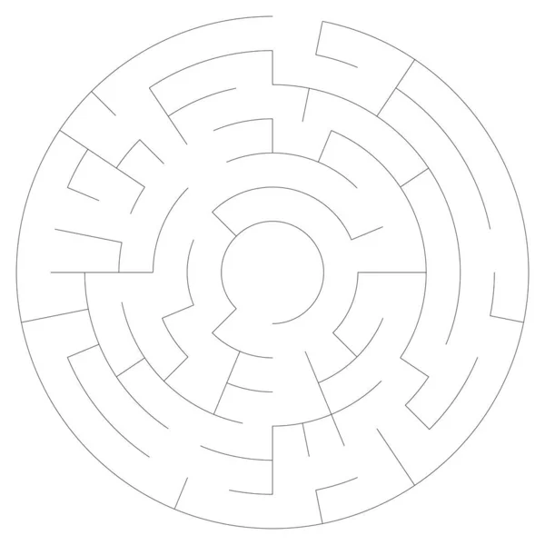Lösbar Cirkel Cirkulär Labyrint Labyrint Pusselspel Stroke Bredden Kan Justeras — Stock vektor