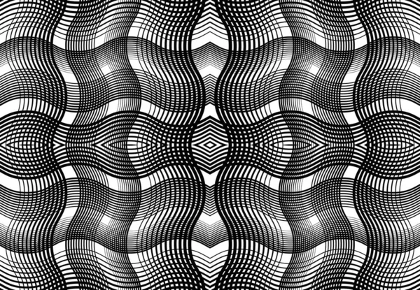 Grille Reproductible Carrelable Maille Zig Zag Entrelacement Croisé Ondulé Entrelacement — Image vectorielle