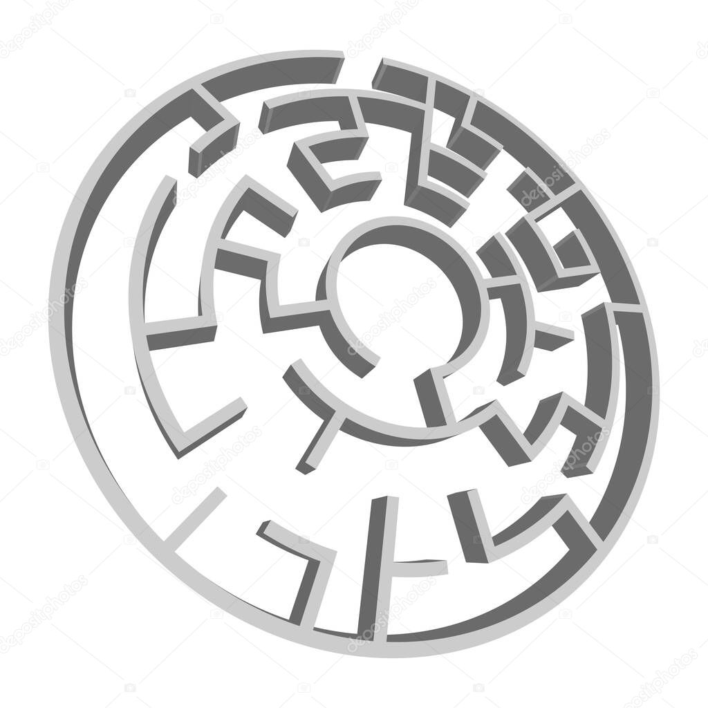 Solvable 3D maze, labyrinth, puzzle game vector illustration