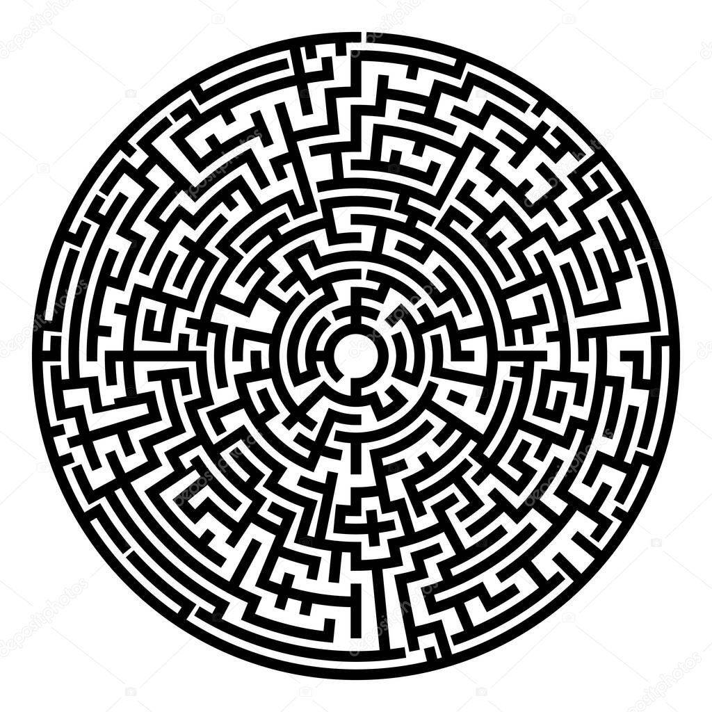 Solvable 3D maze, labyrinth, puzzle game vector illustration