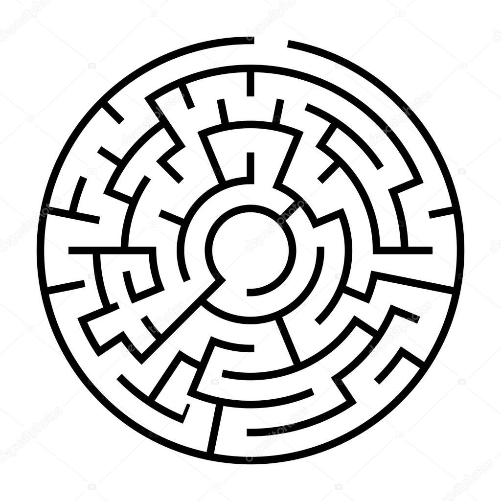 Solvable 3D maze, labyrinth, puzzle game vector illustration