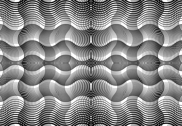 Grille Reproductible Carrelable Maille Zig Zag Entrelacement Croisé Ondulé Entrelacement — Image vectorielle