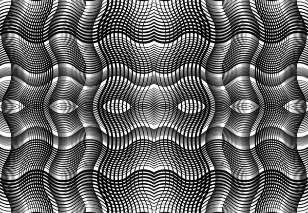 Grille Reproductible Carrelable Maille Zig Zag Entrelacement Croisé Ondulé Entrelacement — Image vectorielle