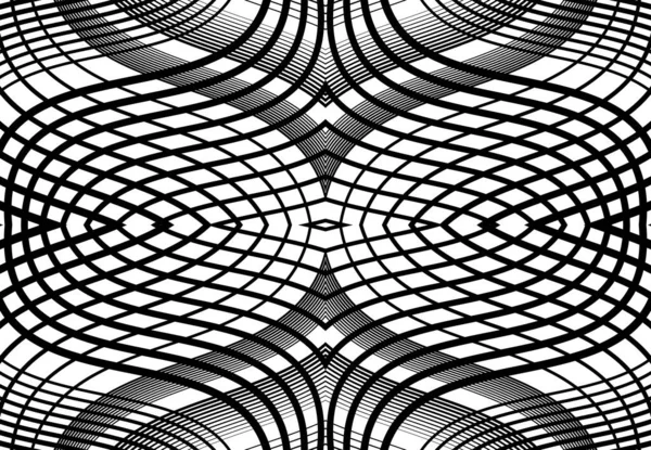 可重复且易碎的网格 由锯齿形 纵横交错和波浪形交织线 纵横交织线和交织线组成的网格 抽象格子和格栅 格子和格子纹理 图案和背景 — 图库矢量图片