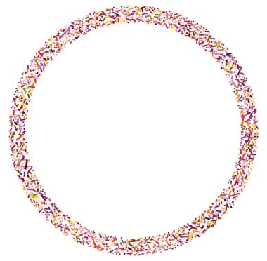 Daire biçimindeki renkli rastgele kareler soyut geometrik elementler. Çember, dairesel mozaik