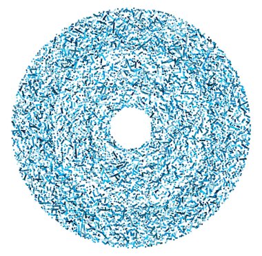 Daire biçimindeki renkli rastgele kareler soyut geometrik elementler. Çember, dairesel mozaik