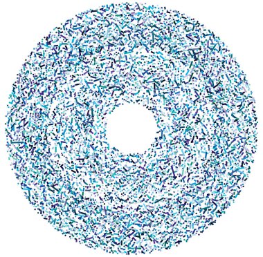 Daire biçimindeki renkli rastgele kareler soyut geometrik elementler. Çember, dairesel mozaik