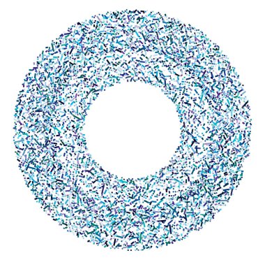 Daire biçimindeki renkli rastgele kareler soyut geometrik elementler. Çember, dairesel mozaik