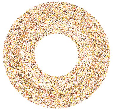 Daire biçimindeki renkli rastgele kareler soyut geometrik elementler. Çember, dairesel mozaik