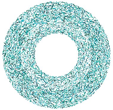 Daire biçimindeki renkli rastgele kareler soyut geometrik elementler. Çember, dairesel mozaik