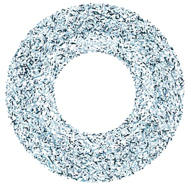 Daire biçimindeki renkli rastgele kareler soyut geometrik elementler. Çember, dairesel mozaik