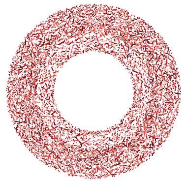 Daire biçimindeki renkli rastgele kareler soyut geometrik elementler. Çember, dairesel mozaik