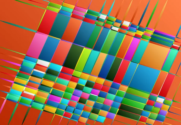 テスタリエーション モザイク抽象的なカラフルで多色 幾何学的背景 ランダムな長方形 正方形のタイルの角度パターンとテクスチャ — ストックベクタ