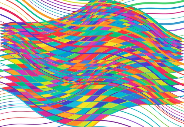 モザイクの背景とテッセレーションのパターン 波状の色波状の波状の波状の波状のイラストです 抽象ベクトルアート リップル 段ボール ジグザグと十字奇妙な奇妙な構造要素 — ストックベクタ