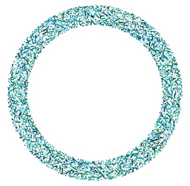 Daire biçimindeki renkli rastgele kareler soyut geometrik elementler. Çember, dairesel mozaik