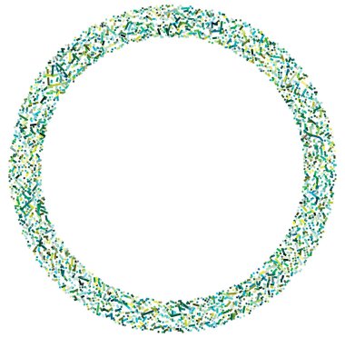 Daire biçimindeki renkli rastgele kareler soyut geometrik elementler. Çember, dairesel mozaik