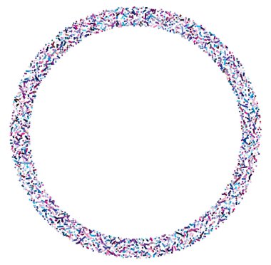 Daire biçimindeki renkli rastgele kareler soyut geometrik elementler. Çember, dairesel mozaik