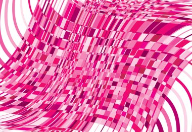 Mozaik arka plan, tessellasyon deseni. Pembe dalgalı, dalgalı ve dalgalı çizimler. Soyut vektör sanatı. dalgalanma, kıvrımlı, zig-zag ve çapraz-çapraz garip, garip yapı elementi
