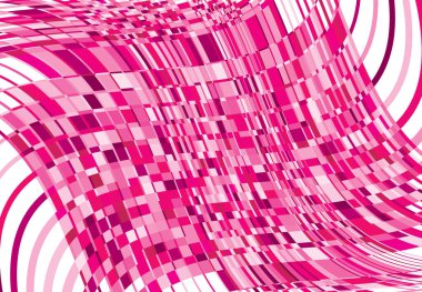 Mozaik arka plan, tessellasyon deseni. Pembe dalgalı, dalgalı ve dalgalı çizimler. Soyut vektör sanatı. dalgalanma, kıvrımlı, zig-zag ve çapraz-çapraz garip, garip yapı elementi