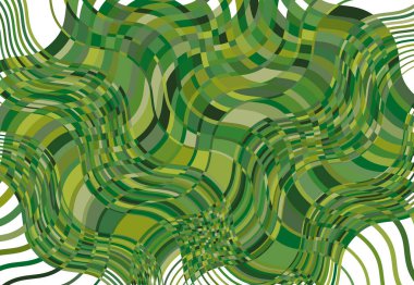 Mozaik arka plan, tessellasyon deseni. yeşil dalgalı, dalgalı ve dalgalı, dalgalı çizimler. Soyut vektör sanatı. dalgalanma, kıvrımlı, zig-zag ve çapraz-çapraz garip, garip yapı elementi