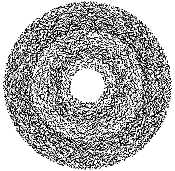Grayscale Willekeurige Vierkanten Cirkelformatie Abstracte Geometrische Element Cirkel Rond Mozaïek — Stockvector