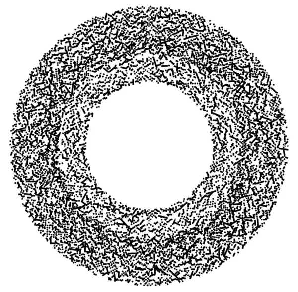 Grå Skala Slumpmässiga Rutor Cirkel Formation Abstrakt Geometriskt Element Cirkel — Stock vektor