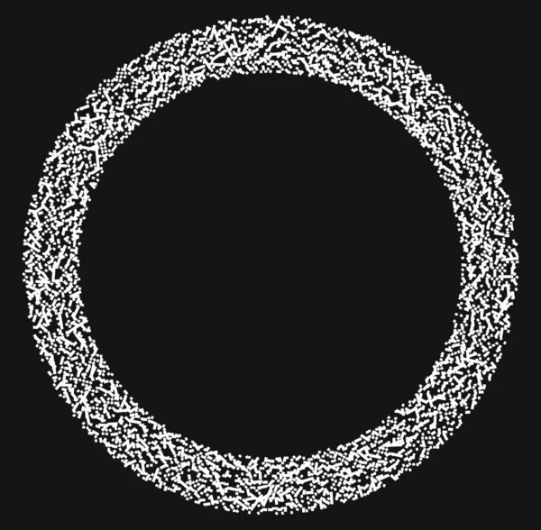 Grayscale Willekeurige Vierkanten Cirkelformatie Abstracte Geometrische Element Cirkel Rond Mozaïek — Stockvector