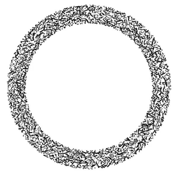 Grå Skala Slumpmässiga Rutor Cirkel Formation Abstrakt Geometriskt Element Cirkel — Stock vektor