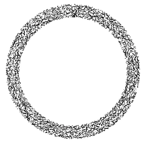 Grå Skala Slumpmässiga Rutor Cirkel Formation Abstrakt Geometriskt Element Cirkel — Stock vektor