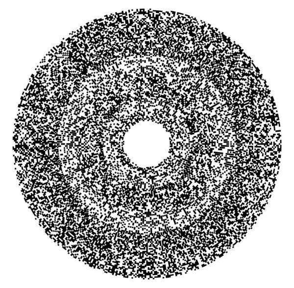 Willekeurige Vierkanten Cirkelformatie Abstract Zwart Wit Monochroom Grijswaarden Geometrisch Element — Stockvector
