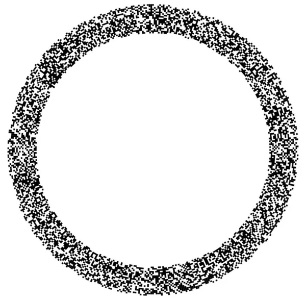 Slumpmässiga Rutor Cirkel Formation Abstrakt Svart Och Vitt Monokrom Gråskala — Stock vektor