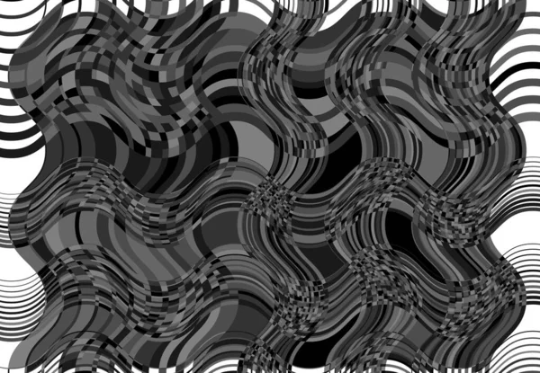 モザイクの背景とテッセレーションのパターン 波状の暗さ手の振動と起伏のあるイラスト抽象的なベクトルアート リップル 段ボール ジグザグと十字奇妙な奇妙な構造要素 — ストックベクタ