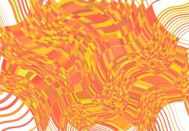 Mozaik arka plan, tessellasyon deseni. Sarı dalgalı, dalgalı ve dalgalı, dalgalı çizimler. Soyut vektör sanatı. dalgalanma, kıvrımlı, zig-zag ve çapraz-çapraz garip, garip yapı elementi