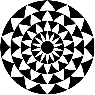 Dönüşümlü taç yapraklarıyla Geometrik çiçek şekli. Radikal, dairesel lotus şekilli vektör çizimi