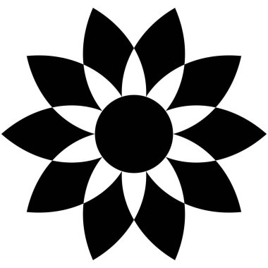 Dönüşümlü taç yapraklarıyla Geometrik çiçek şekli. Radikal, dairesel lotus şekilli vektör çizimi