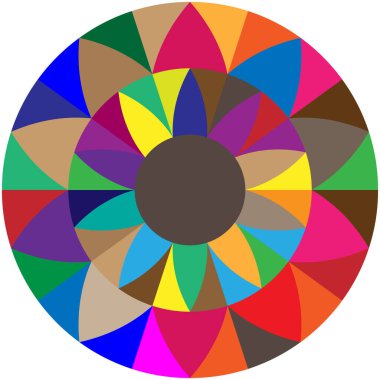 Dönüşümlü taç yapraklarıyla Geometrik çiçek şekli. Radikal, dairesel lotus şekilli vektör çizimi