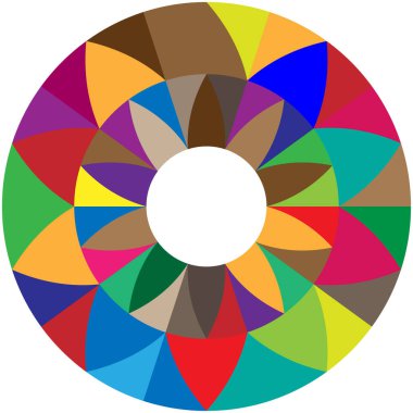 Dönüşümlü taç yapraklarıyla Geometrik çiçek şekli. Radikal, dairesel lotus şekilli vektör çizimi