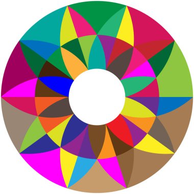 Dönüşümlü taç yapraklarıyla Geometrik çiçek şekli. Radikal, dairesel lotus şekilli vektör çizimi