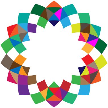 Dönüşümlü taç yapraklarıyla Geometrik çiçek şekli. Radikal, dairesel lotus şekilli vektör çizimi