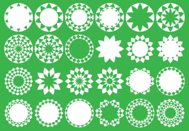 Dönüşümlü taç yapraklarıyla Geometrik çiçek şekli. Radikal, dairesel lotus şekilli vektör çizimi