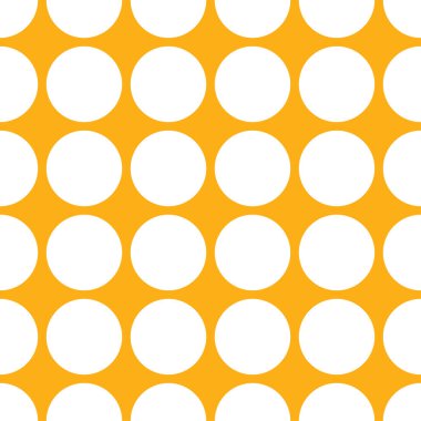 Beyaz daireler, noktalar, renk arkaplanı üzerindeki lekeler. Kusursuz tekrarlanabilir yarım ton kalıbı. Basit noktalama, noktalama, noktalama işaretleri, ambalaj kağıdı çizimleri. Vektör