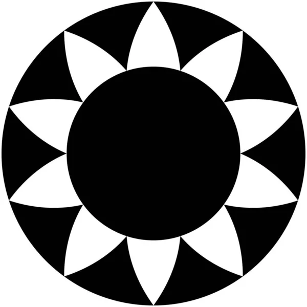 Geometrinen Kukka Muoto Vuorotellen Terälehtiä Radial Säteilevät Pyöreä Lootus Muoto — vektorikuva
