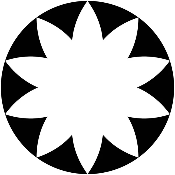 Forma Flor Geométrica Con Pétalos Alternados Radial Radiante Forma Circular — Archivo Imágenes Vectoriales